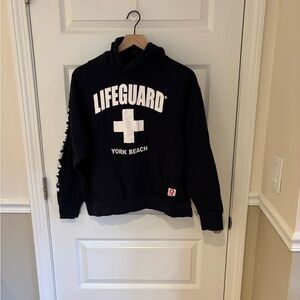 Lifeguard York Beach Maine sweatshirt, navy blue size medium